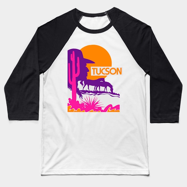 Tucson Vintage Style Decal Baseball T-Shirt by zsonn